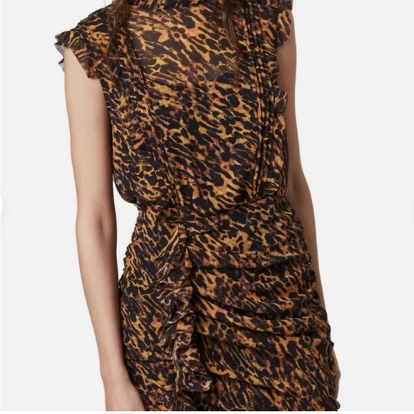 EUC AllSaints Ambient Leopard Print Hali Dress - Picture 2 of 6